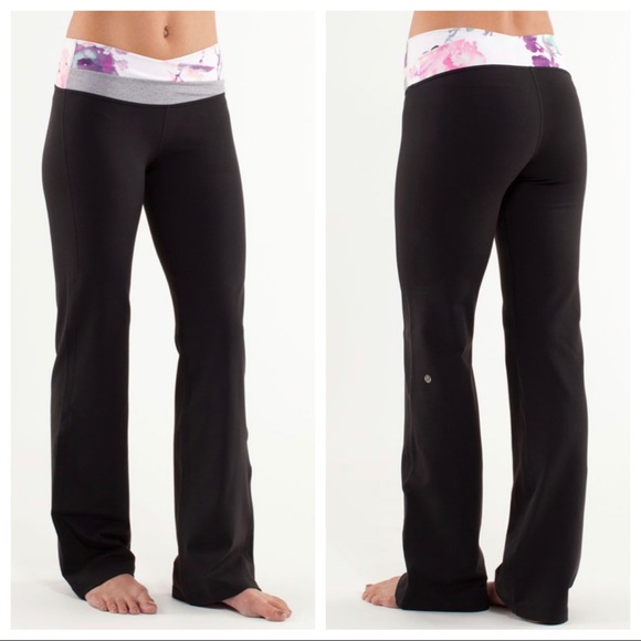 lululemon athletica Pants - Lululemon | Floral Waistband Black Astro Pants